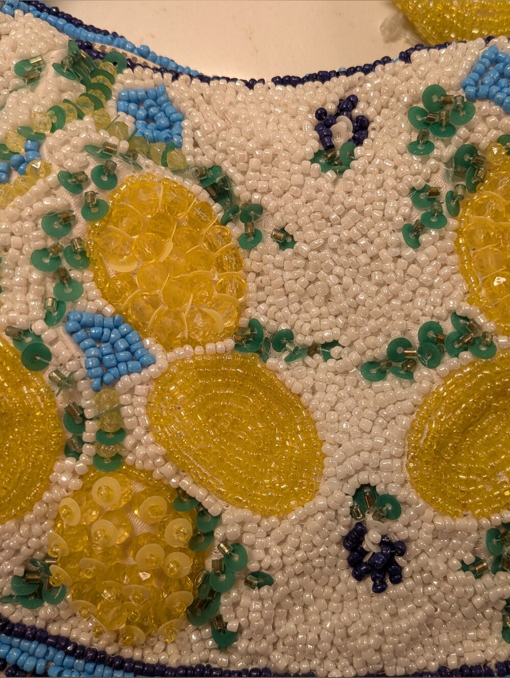 Handcrafted In India Beaded Lemon Mini Bag - Picture 5 of 7